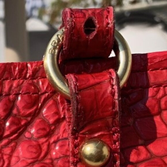 Brahmin Medium Cherry Red Croc Embossed Asher Tote - Picture 6 of 16